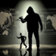 A photo-realistic depiction of a shadowy hacker silhouette manipulating the strings of a marionette puppet in a dark room. The puppet symbolizes social engineering.